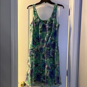 Allen B Vibrant Green and Purple Mini Dress